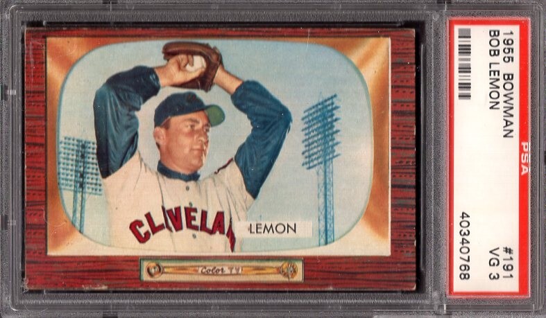 1955 Bowman # 191 Bob Lemon Cleveland Indians PSA 3