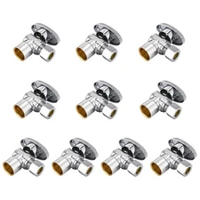 10 PCS  1/2"  Sweat  X 3/8" OD 1/4TURN COMPRESSION ANGLE STOP VALVE , LEAD FREE