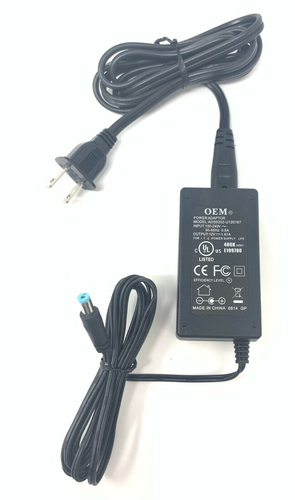 OEM AC Power Adapter ADS0202-U120167 100-240 50-60Hz .6 12V 1.67A New #L48
