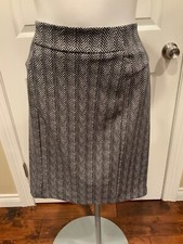 Michael Michael Kors Black White Herringbone Print Pencil Skirt, Size 8, NWT