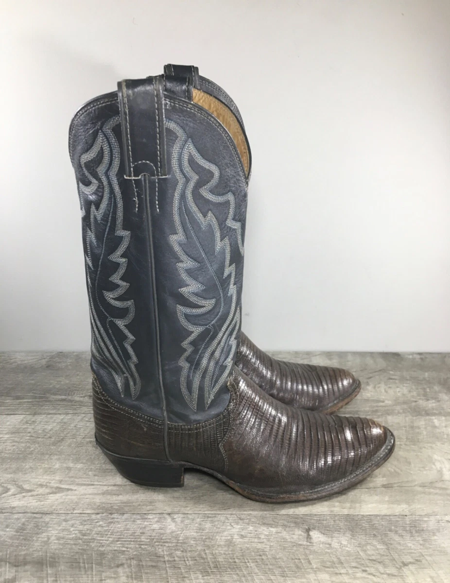 JUSTIN 3133 Bottes habillées western cowboy cuir noir homme taille 9 D