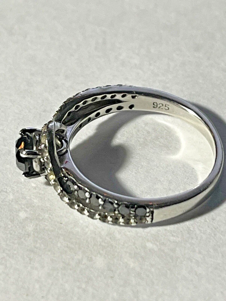 Stella Grace Sterling Silver 3/4 Carat Black Diamond White Sapphire Swirl - Image 4 of 4