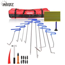 WHDZ 24Pcs Car Paintless Dent Repair Tool kits Puller Rod Hammer Lighting board