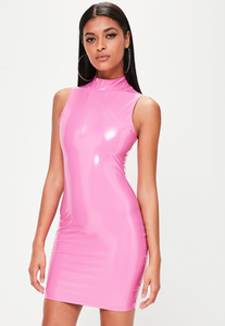 red pvc dress missguided