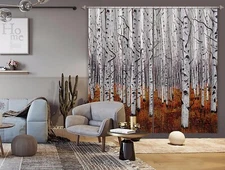 3D White Forest Trees ZHUA1666 Photo Curtain Window Blockout Fabric Amy 2023