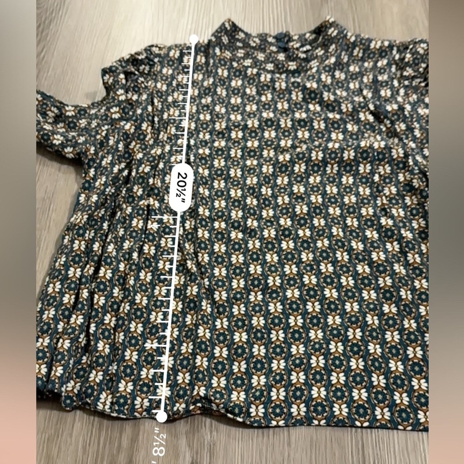 Zara Blue, White & Orange Floral Print Long Sleeve Top Size M image 10