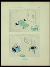 JEAN-CHARLES MOREUX, FRENCH ART DECO BEDROOM - 1929 POCHOIR- INTERIOR DESIGN