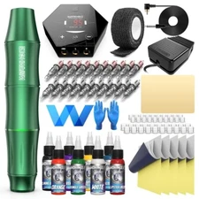PROFESSIONAL Wormhole Tattoo Machine Kit Rotary Pen Cartridges Needles