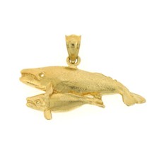 New 14k Yellow Gold Humpback Whale Pendant