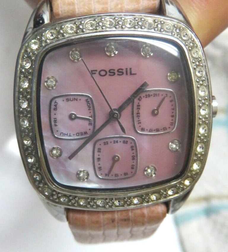 Women's Fossil Multi-Function Watch Rhinestone Be… - image 1