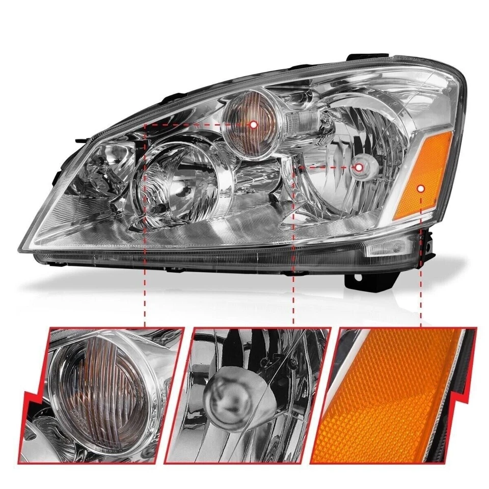 ANZO 121294 Crystal Headlights Lamp Assembly Chrome for 2005-2006 Nissan Altima - Image 2 of 4