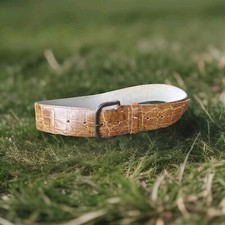 VTG Mens Vegan Leather Brown Embossed Sz Medium Belt Made In USA 36"