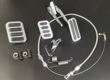 Billet Aluminum Gas Pedal w/Brake +Clutch Pad &Throttle Cable Bracket Spring Kit