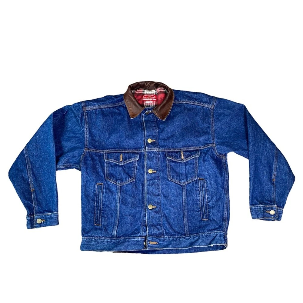 Vintage Marlboro Country Store Blue Jean Denim Jacket with Leather Collar M