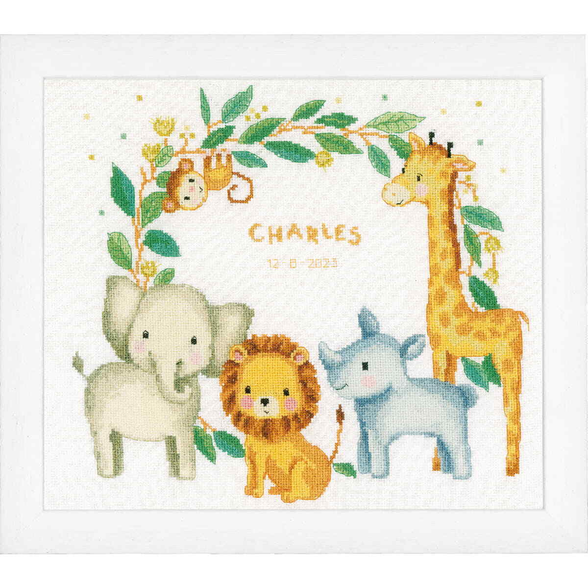Vervaco counted cross stitch kit ""Jungle animals"", 36x33cm, DIY