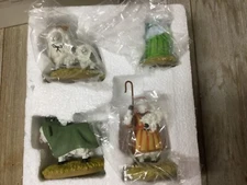 Dayspring Really Woolly Donkey Cow Shepherds Figurines Nativity 4 Pc Set 