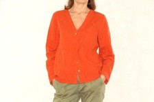 Vintage 90s burnt orange shirt, Boho button up blouse, V Neck long sleeve top, M
