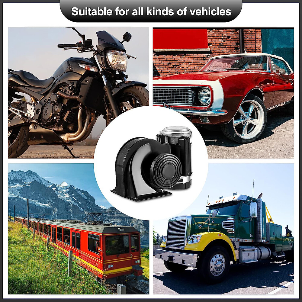 2 X Super Loud Dual Trumpet Train Air Horn 12V System For Car Truck Boat Speaker