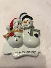 Pregnant Snow women  Snowmen Couple Christmas Ornament Ships N 24h