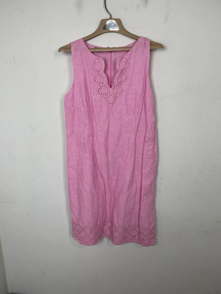 Vestido Talbots Mujer 8 Rosa Preppy Ojales Encaje Coqueta Femenino Día de San Valentín Foto 2 de 4