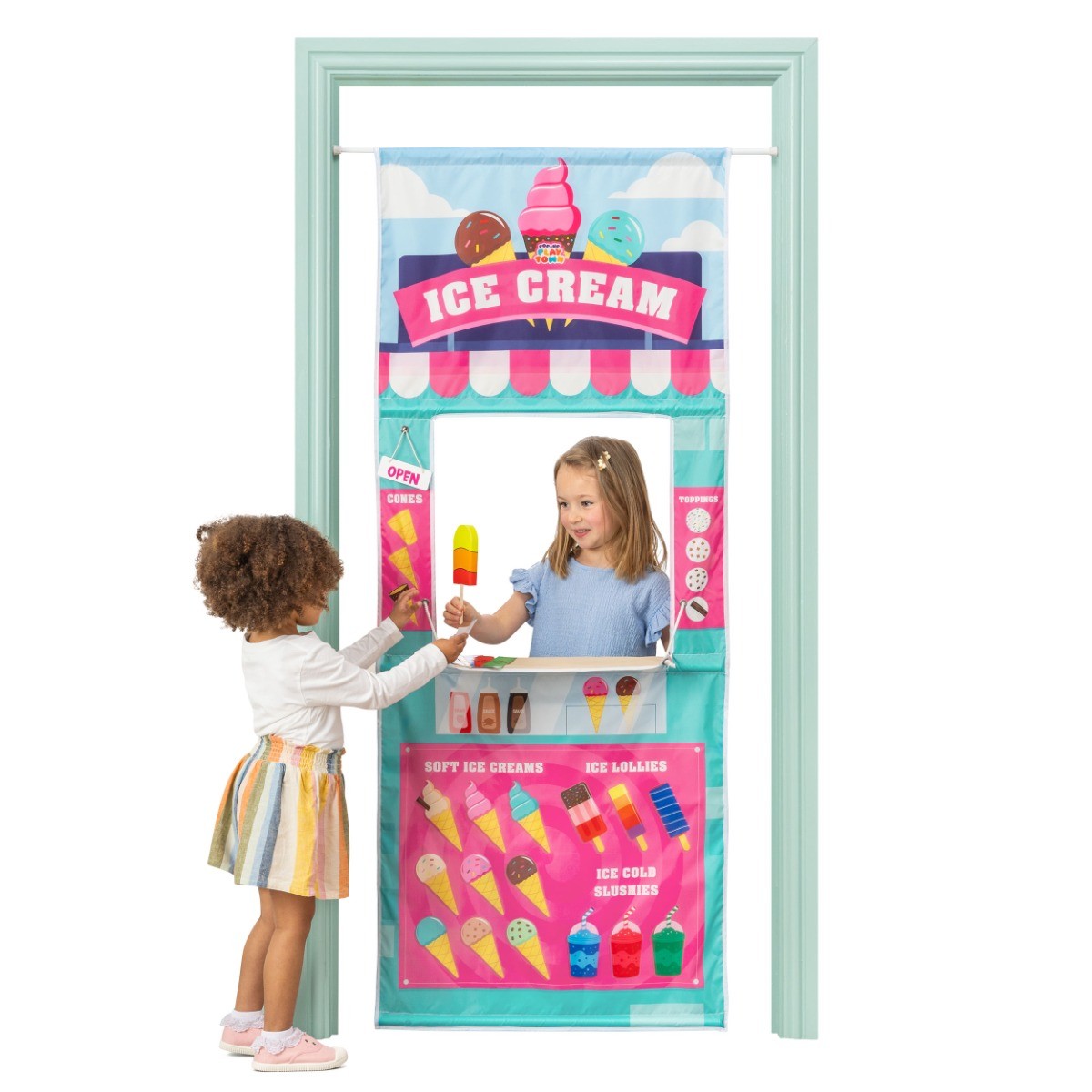 Pop Up Play Town Hanging Doorway Ice Cream Shop, Kids Role Play Toys for