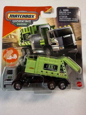 Matchbox Working Rigs Garbage King XL Dump Truck LES Green Trash Truck New 2016