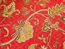 IMAN Home Fabric Deauville Dance TWO YARDS Dark Red Mustard Paisley Vine Print