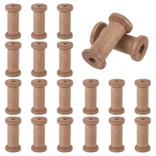 20Pcs Wooden Spools of Crafts, 1.57In Empty Thread Bobbins, Brown