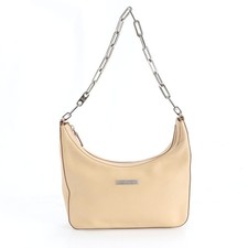 Gucci 001 3873 Beige Leather Shoulder Bag Chain One Shoulder Hobo Authentic
