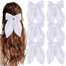 hisial 6Pcs Bow Hair Clips for Women Silky Satin Ribbon Alligator Barrettes P...
