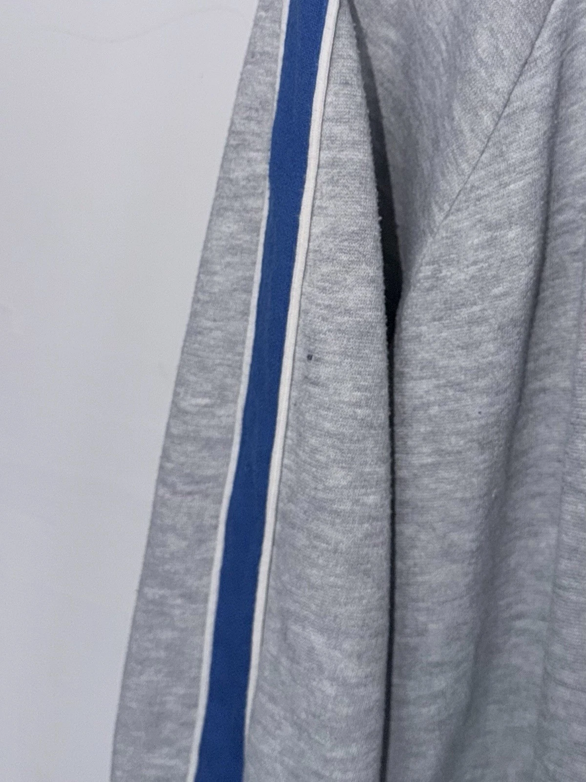 Vintage 80s Nike Blue Tag Full Zip Hoodie | Heather Grey w/ Blue Striped Sleeves - product detail image 11