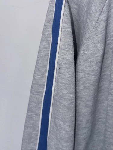 Vintage 80s Nike Blue Tag Full Zip Hoodie | Heather Grey w/ Blue Striped Sleeves image 11