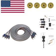 100 Oxygen Free Copper 17ft 4 Channel RCA Audio Cable Twisted Pair with Nois...