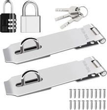 2 Pack Door Hasp Latch Lock with Combination Lock Keys Lock, 5 Inch 304 Stain...