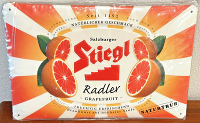 NEW Authentic Stiegl Radler Grapefruit Salzburger Beer Metal Tin Sign 12  X 8 