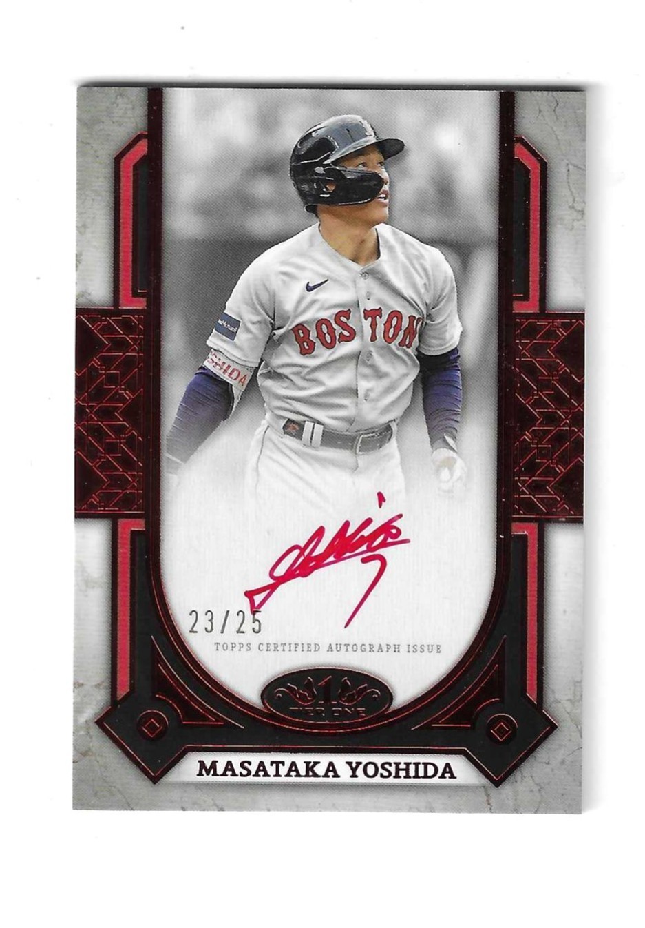 Masataka Yoshida 2024 Topps Tier One Prime Performers Red Auto Card # PPA-MY /25