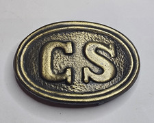VINTAGE CS CONFEDERATE STATES BELT BUCKLE ARMY SOUTH GRAY AMERICAN CIVIL WAR