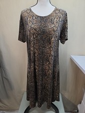 Impressions Animal Print velour dress Stretch Knee Length Women's Size Large EUC