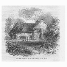 SOMERSET Remains of a Vallis Manor House near Bath - Antique Print 1864