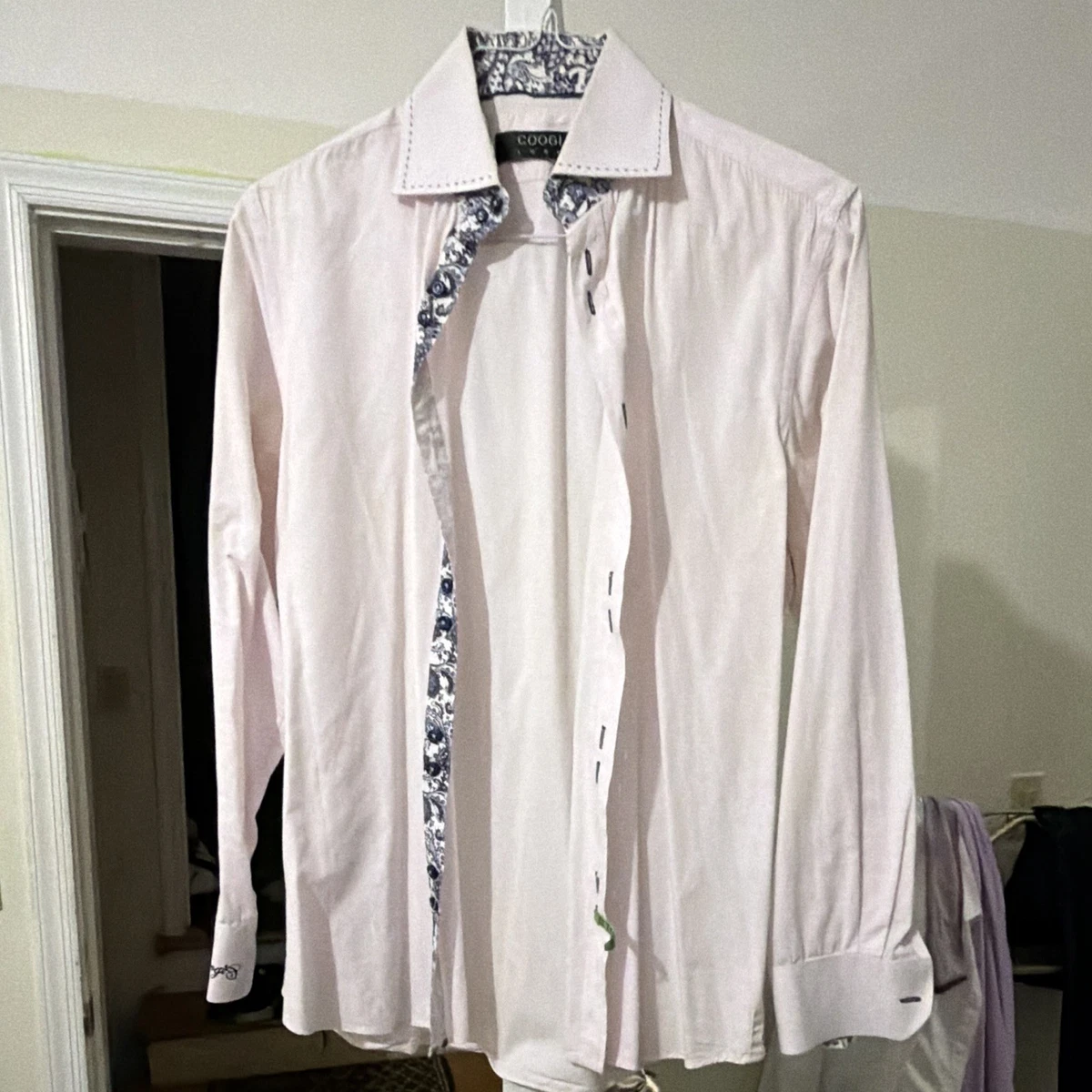 coogi mens dress shirts Men's Luxe Shirt Light Blue Button Down Paisley Accents Size Large Available in navy and pink. Vintage Coogi Men's Polo Size