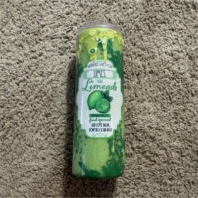 Green Limeade Decorated Vacuum Tumbler Double Wall Stainless Steel Handmade