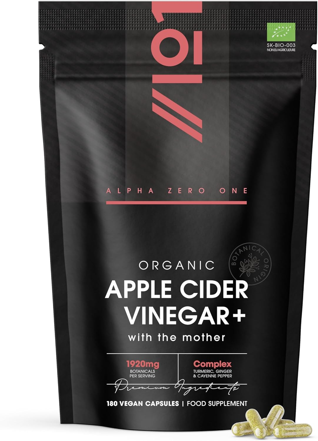 Organic Apple Cider Vinegar Capsules - 1920Mg - with Turmeric, Ginger & Cayenne