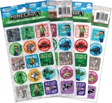 Minecraft Sticker Sheet Standard,  Holographic 4 Sheets of Educational stickers