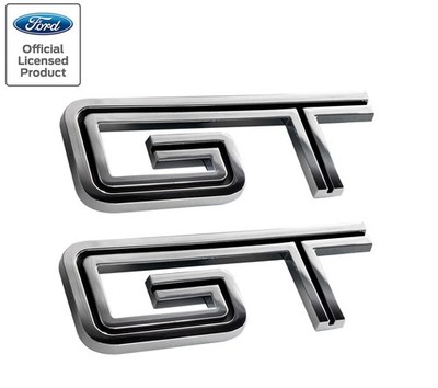 2005-2010 Ford Mustang GT 4.5'' Chrome & Black Fender Trunk Emblems Badges Pair