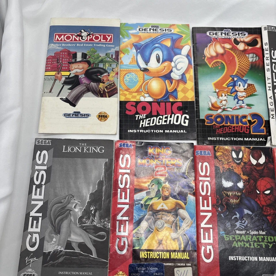 Sega Genesis 10 Game Manual +3 Posters Sonic Spider-Man TMNT GODS Lion King - Image 2 of 4