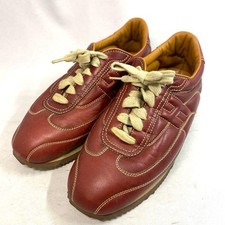 HERMES Sneakers Shoes Low-Cut H Logo EU 37 US 7 Leather Red Authentic