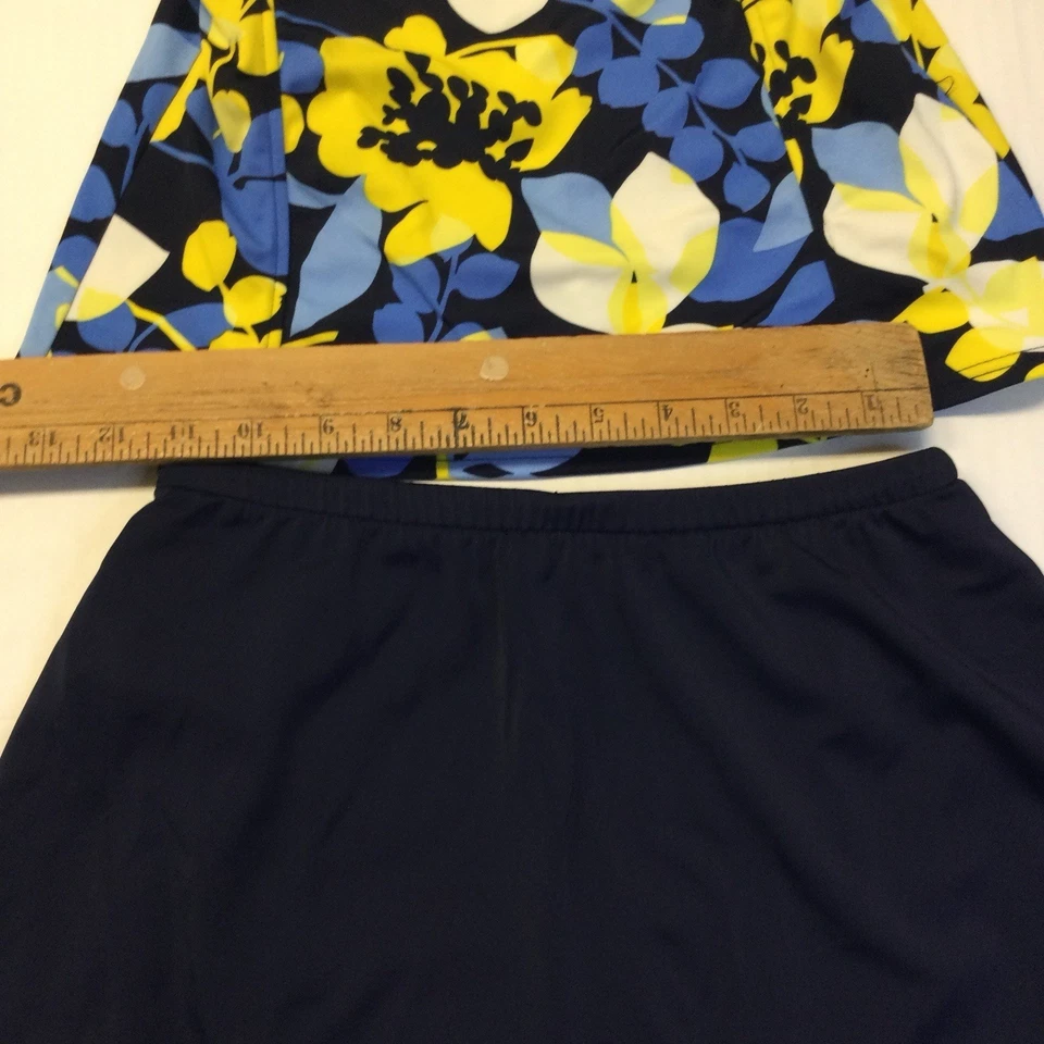 Caribbean Joe 2 изделия купальник цветочный верхняя юбка низ однотонный темно-синий размер Sm - Изображение 4 из 4