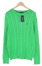 RALPH LAUREN Men's Jumper L Green Cable Knit Crew Neck RRP399