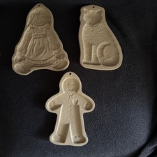 Vintage Brown Bag Cookie Art Molds ginger bread man raggedy Ann and cat