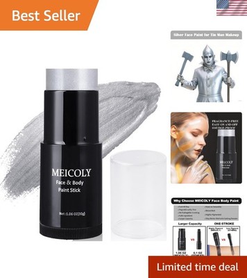 Complete Your Halloween Look with 1.06 Oz Silver Face Paint Stick - SFX Ready!